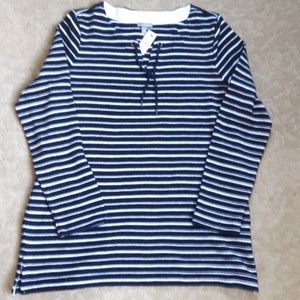 Navy & White Stripe Long Sleeve Shirt-Still has Tags